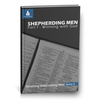 Book titled 'Shepherding Men Part 1 - Winning with God' on a white background